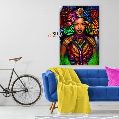 Tribal African American Woman Wall Art Canvas