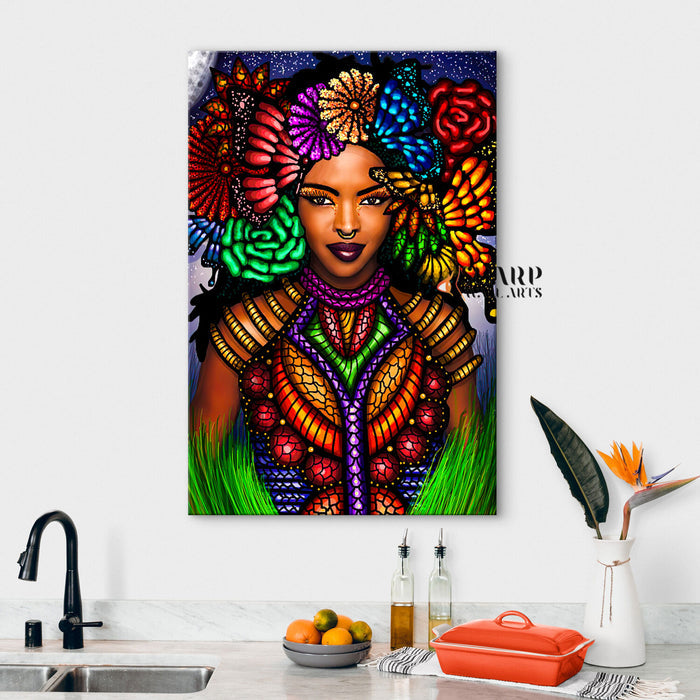 Tribal African American Woman Wall Art Canvas