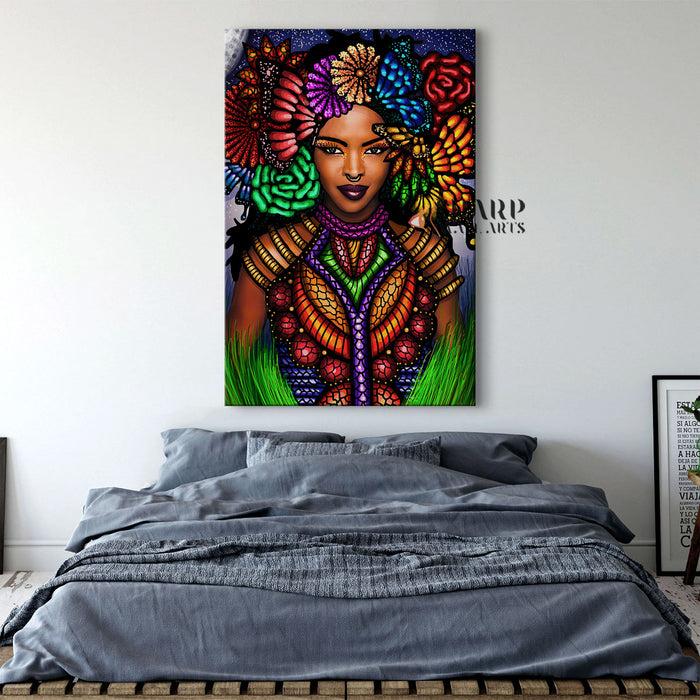 Tribal African American Woman Wall Art Canvas