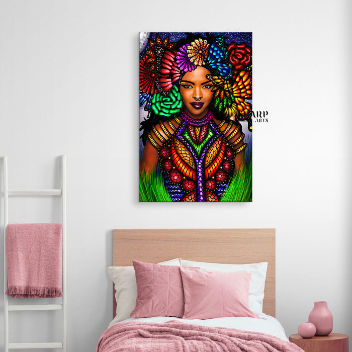 Tribal African American Woman Wall Art Canvas