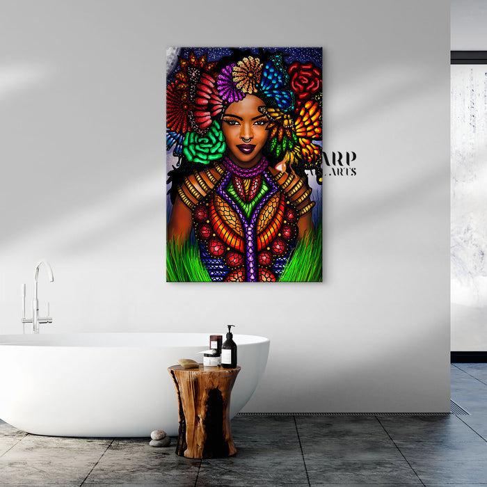 Tribal African American Woman Wall Art Canvas