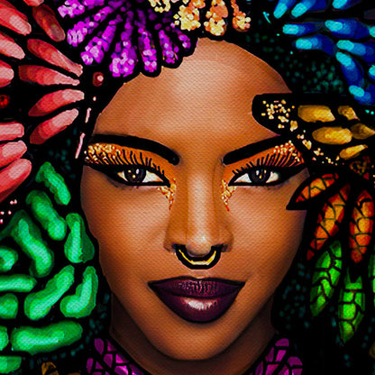 Tribal African American Woman Wall Art Canvas