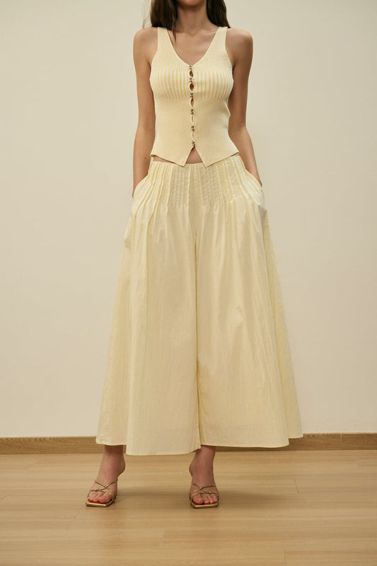 Tuck detail culotte pants