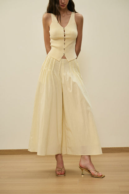 Tuck detail culotte pants