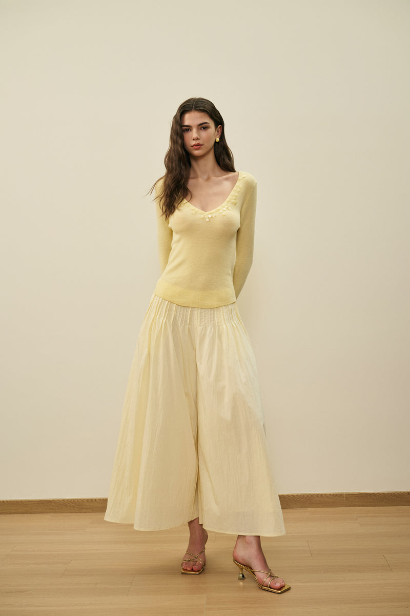 Tuck detail culotte pants