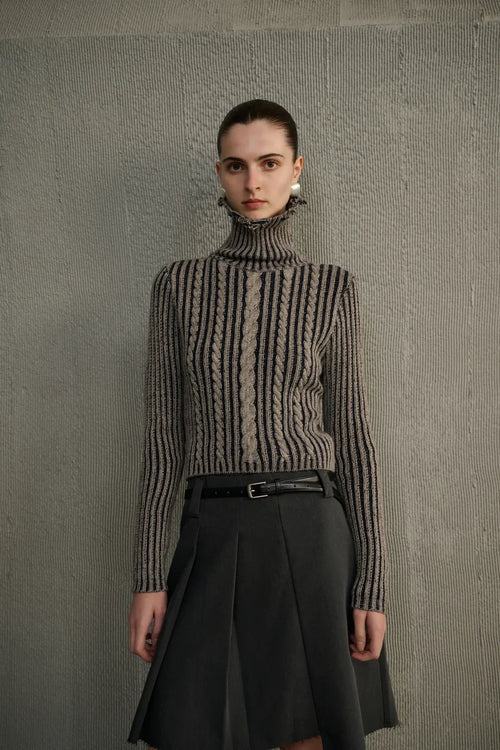 Turtleneck cable knit sweater