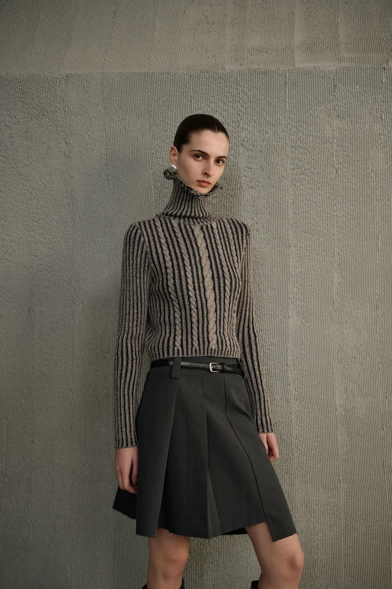 Turtleneck cable knit sweater