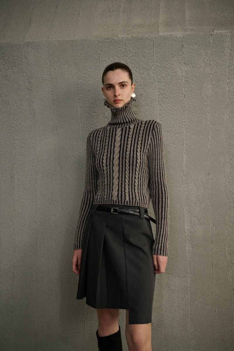 Turtleneck cable knit sweater