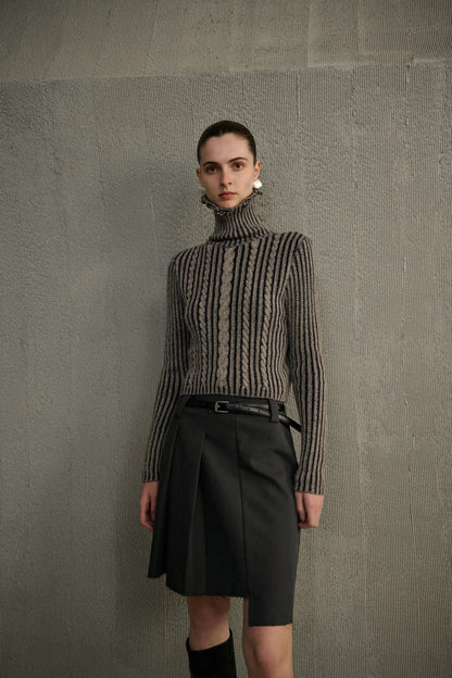 Turtleneck cable knit sweater