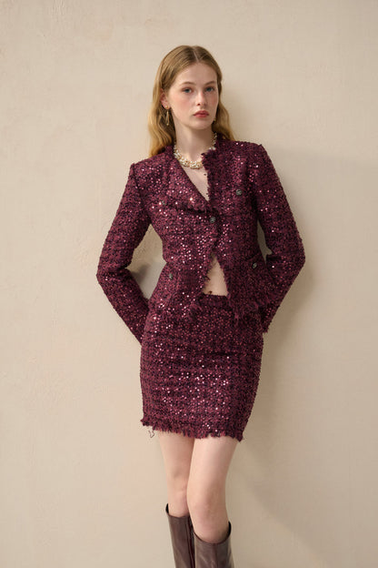 Tweed sequin mini skirt