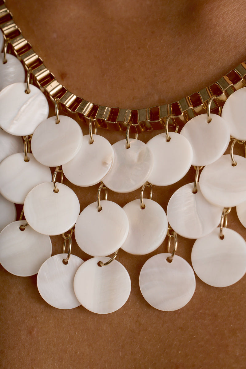 Ulla Gold and Shell Statement Necklace