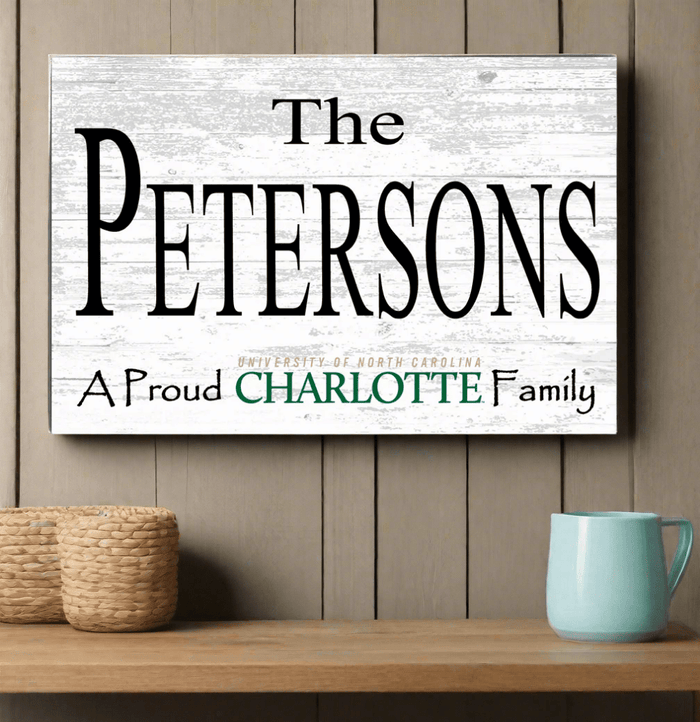 UNC Charlotte Family Name Sign for Charlotte 49ers Alumni, Fans or Graduation - Broad Bay Personalized Gifts Shipped Fast