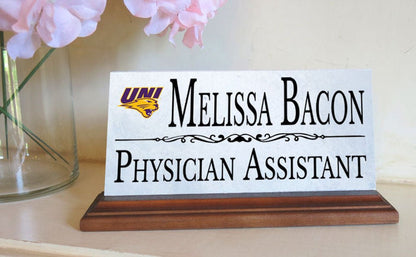 University of Northern Iowa Nameplate for Desk or Shelf for UNI Alumni, or Graduation Gift - Broad Bay Personalized Gifts Shipped Fast