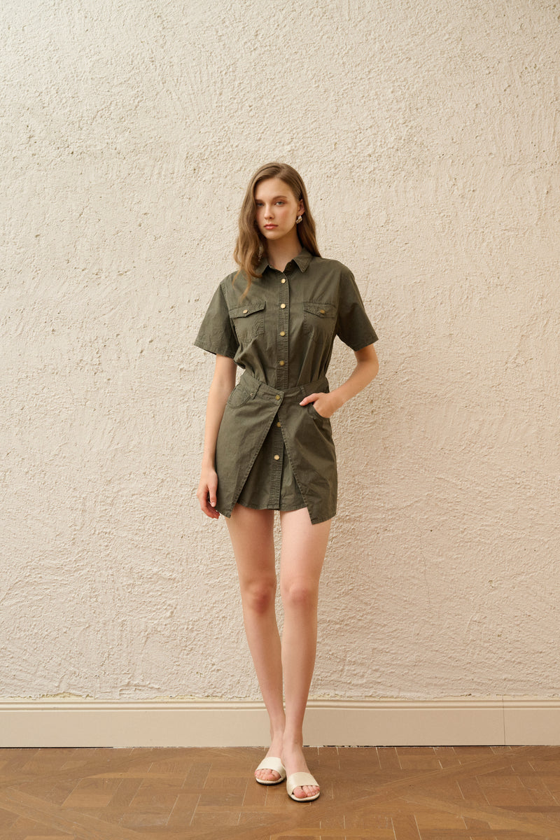 Utility style cotton dress