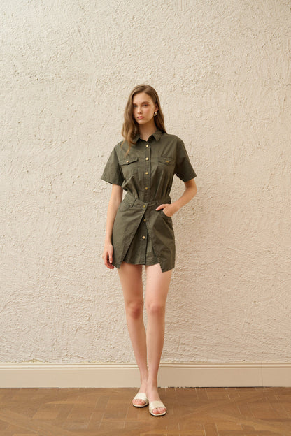 Utility style cotton dress