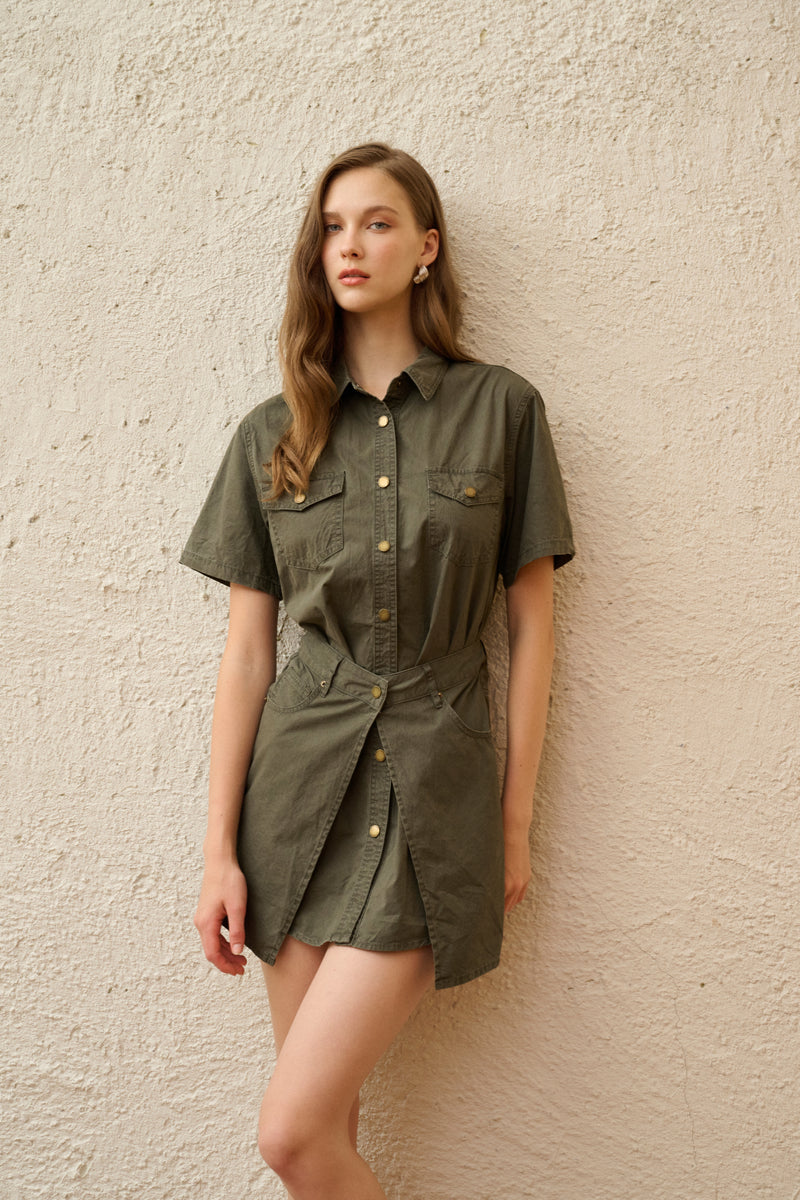 Utility style cotton dress