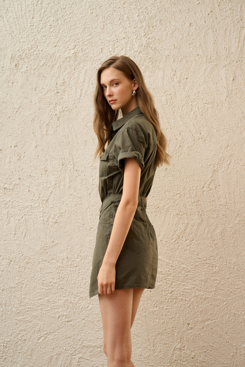 Utility style cotton dress