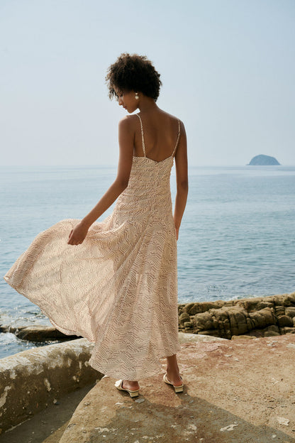 V neck ruched maxi dress