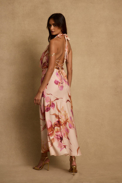 Valentina Light Pink Floral Maxi Dress