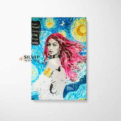 Van Gogh Starry Night Lady Hope Canvas Wall Art