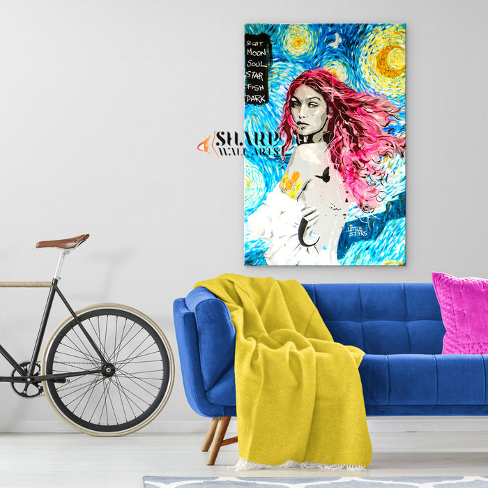 Van Gogh Starry Night Lady Hope Canvas Wall Art