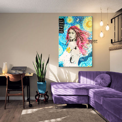 Van Gogh Starry Night Lady Hope Canvas Wall Art