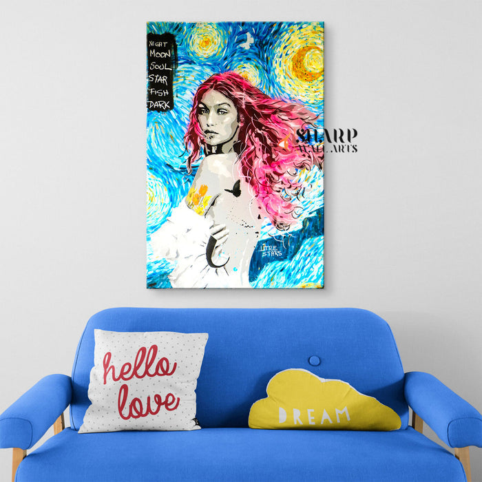 Van Gogh Starry Night Lady Hope Canvas Wall Art