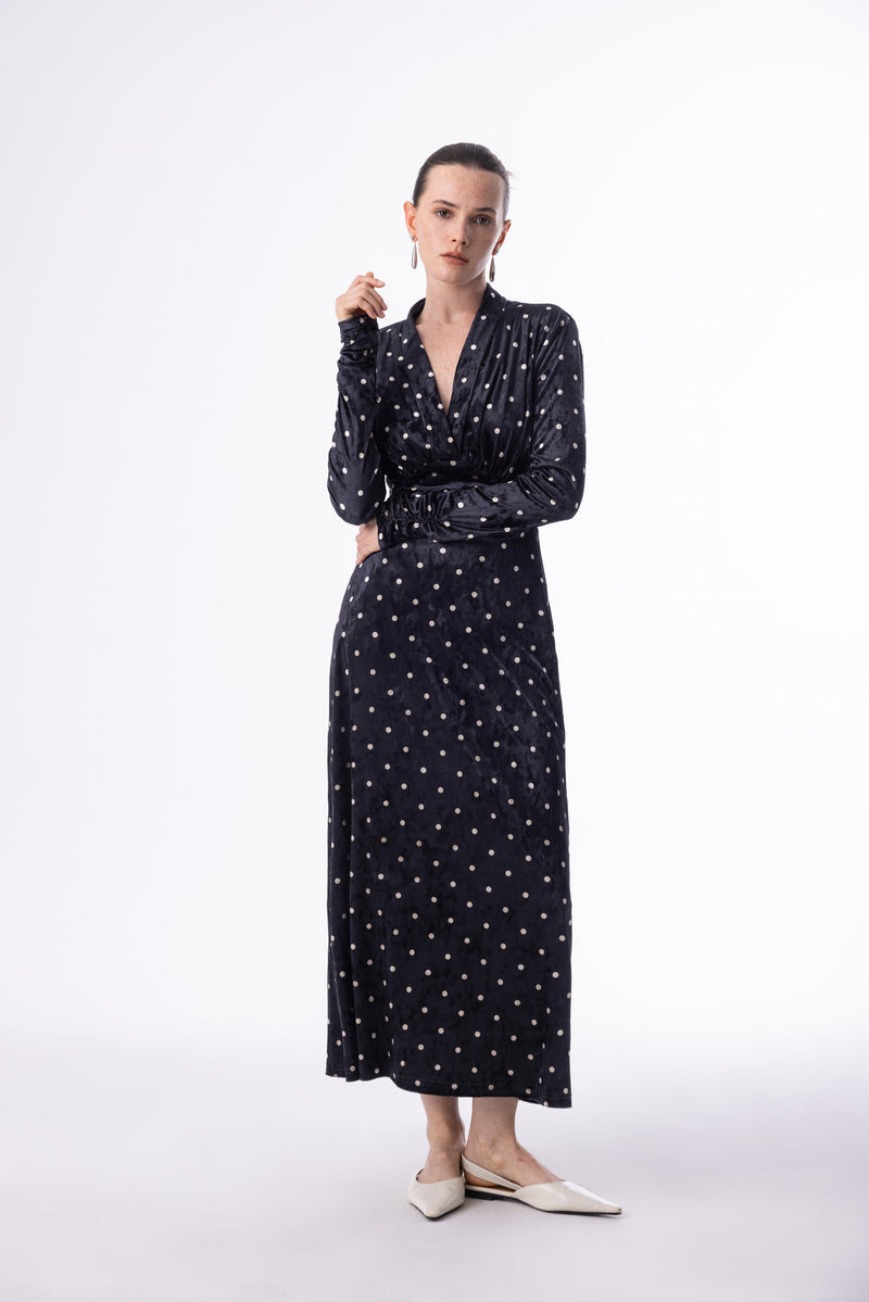 Velvet polka dot dress