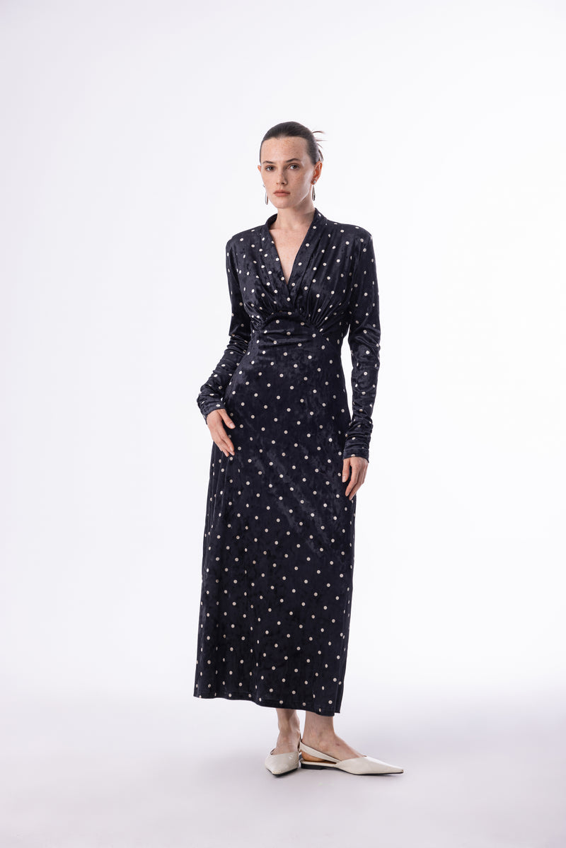 Velvet polka dot dress