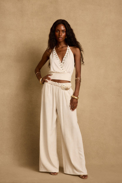 Venice Ivory Halter Top