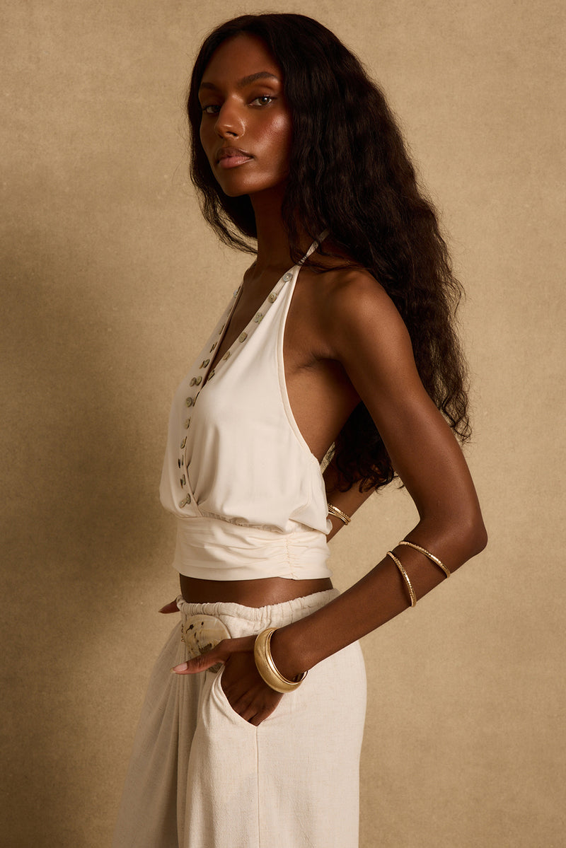 Venice Ivory Halter Top