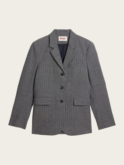 LAMBERT navy herringbone jacket, lifestyle setting by Rouje