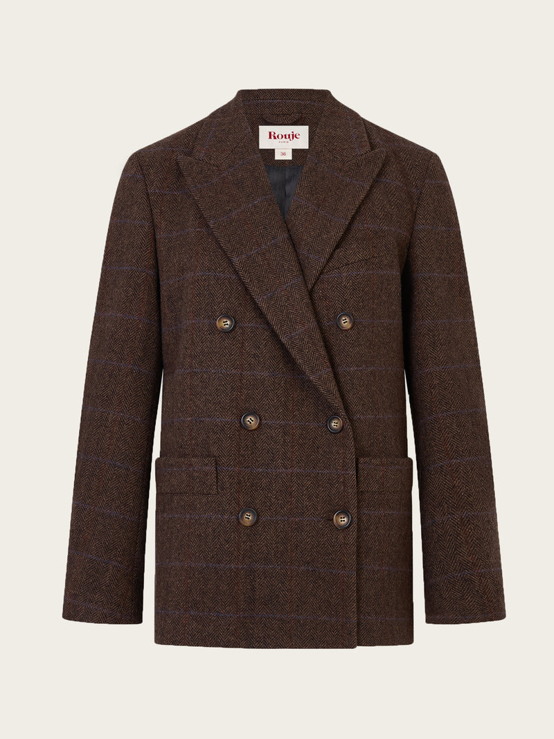 MARCEL chocolate chevron jacket, back view by Rouje