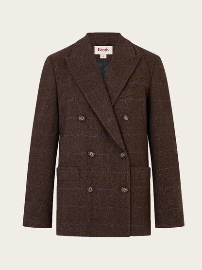 MARCEL chocolate chevron jacket, back view by Rouje