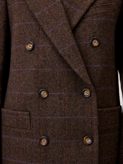 MARCEL chocolate chevron jacket, detail of piped chest pocket by Rouje
