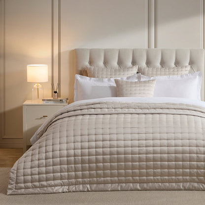 Vienna Quilted Satin Bedspread 2.5m x 2.6m - Champagne - DUSK