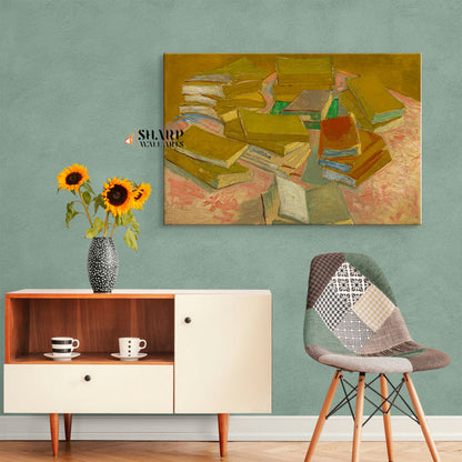 Vincent van Gogh Piles Of French Novels Canvas Wall Art