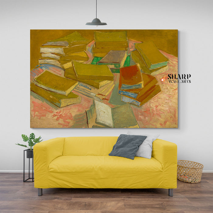 Vincent van Gogh Piles Of French Novels Canvas Wall Art