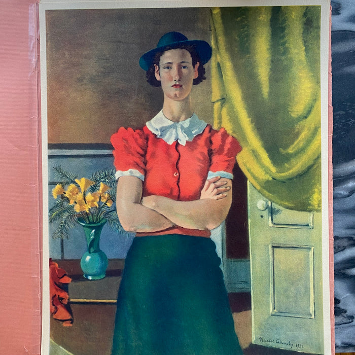 Vintage 1939 Nicolai Cikovsky "Charlotte from Virginia" Portrait Lithograph Art Print