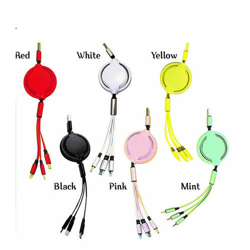 White Retactable 3 in 1 cable