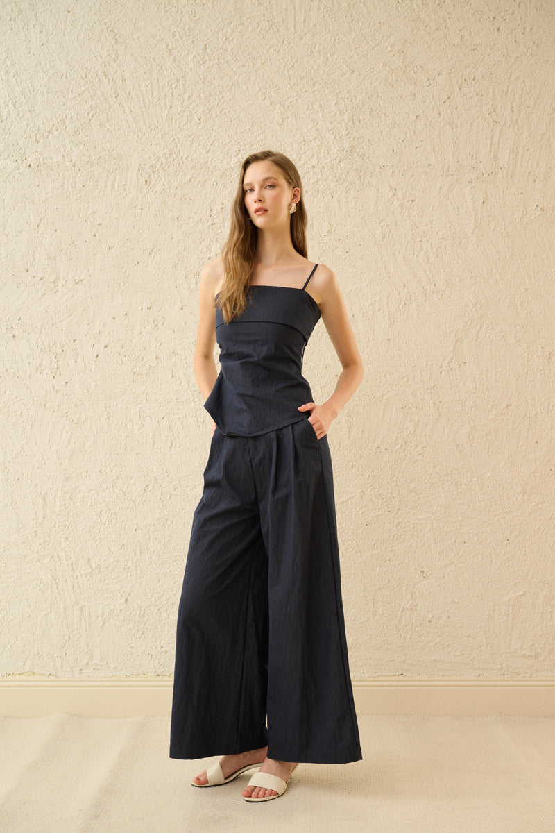 Wide leg denim pants