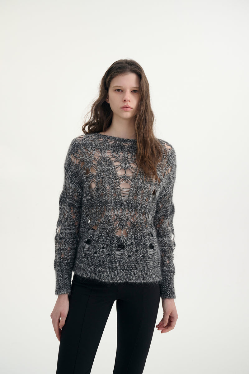 Wool blend loose knit sweater