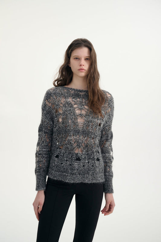 Wool blend loose knit sweater