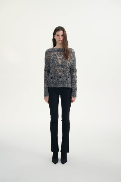 Wool blend loose knit sweater