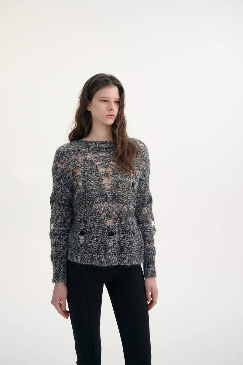 Wool blend loose knit sweater