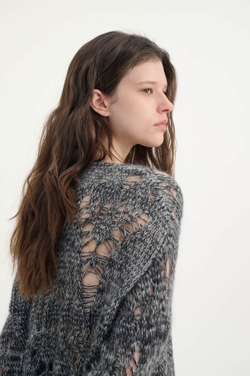 Wool blend loose knit sweater
