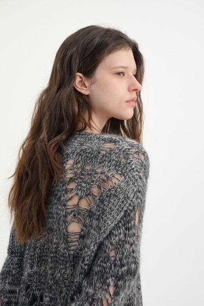 Wool blend loose knit sweater