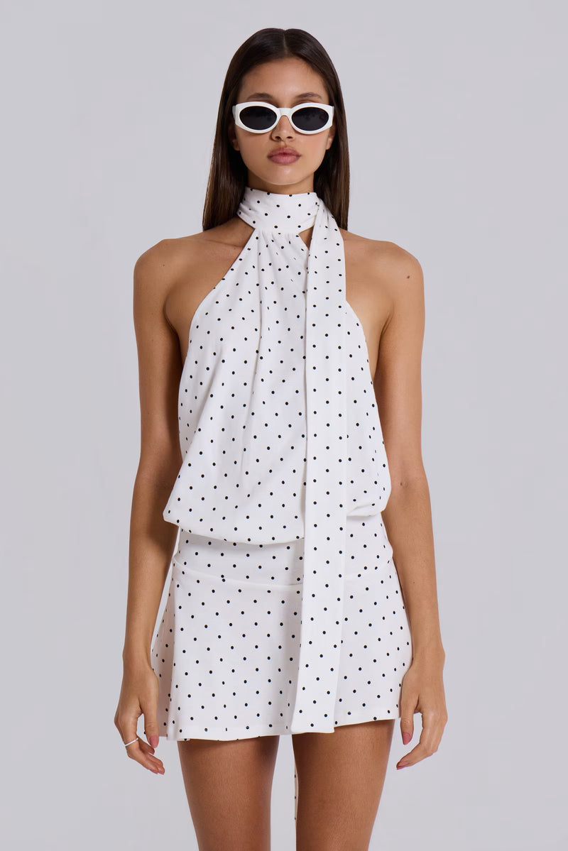 Zoe Polka Halter Mini Dress