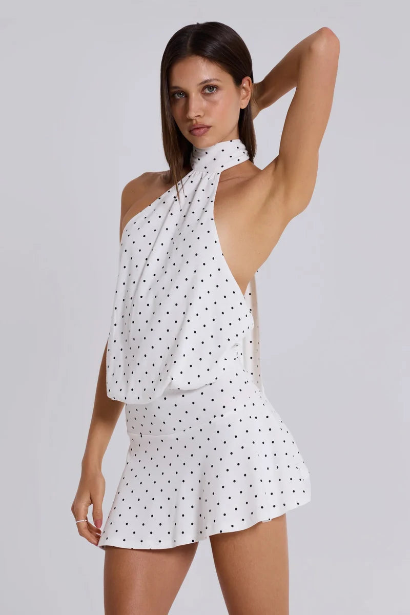 Zoe Polka Halter Mini Dress
